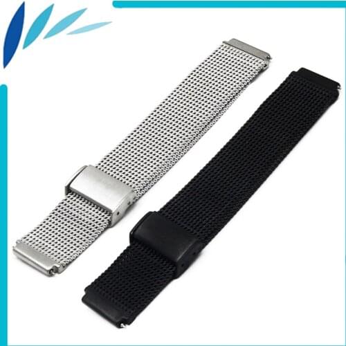 Stainless Steel Watch Band 22mm for Vector Luna / Meridian Hook Clasp Strap Quick Release Loop Wrist Belt Bracelet Black Silver