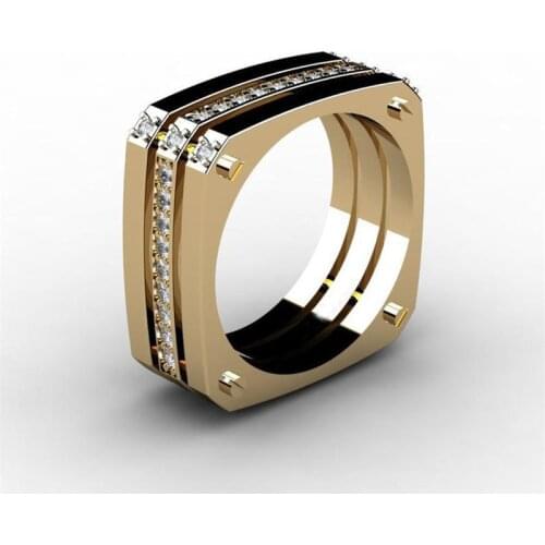 Yobest Luxury Crystal Rings for Women Rose Gold Color Shine Zircon Finger Ring Female Wedding Jewelry