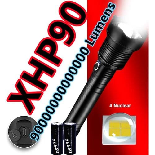 MOST Powerful XHP90 Led Flashlight 18650 Torch USB Rechargeable Flash Light Outdoor Work Lamp XHP70 Flashlight Hunting Lantern