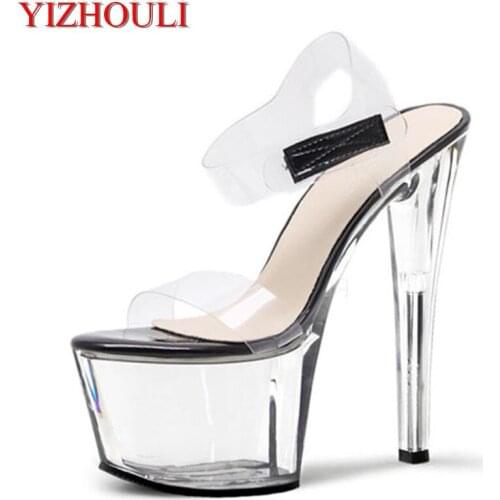 17 cm high heel sandals, sexy and charming, fishmouth runway show shoes, show sexy sexy pole dancing sandals