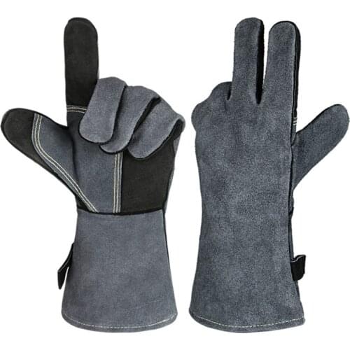 Welding Gloves For Welder works with Blue Palm Welders Thick Cow Split Leather Kitchen Stove Heat Puncture Resistant BBQ Glove