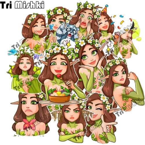 Tri Mishki ZK1 Forest nymph Set of stickers for Telegram car Stickers Suitcase Motorcycle Laptop Luggage Bumper Decal Sticker