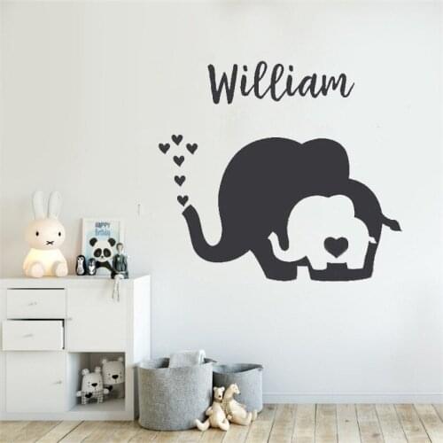 Vinyl Elephant Spit Bubble Heart Wall Stickers Personalized Custom Name Decal Baby Children Bedroom Nursery Decor Mural DW9273