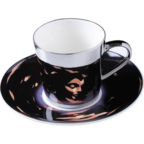Mirror Coffee Mugs Specular Reflection Girl Tea Cups And Saucers Send Spoon Coffeeware