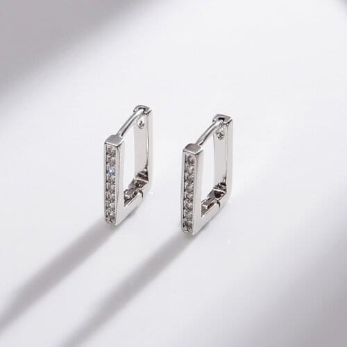 New Trendy Samll Stud Earrings for Women Gold Silver Color Plated Square Cubic Zirconia Earrings Female Jewelry Accessories