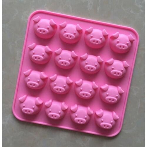 100pcs 16 Hole Silicone Mold Cute Pig Head Shaped Chocolate Mold DIY Piggy Cake Mould Handmade Soap Molds ZA6674