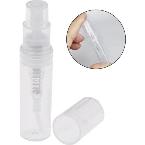 100Pcs Mini Clear 2ml Plastic Refillable Spray Bottle Perfume Sample Atomizer