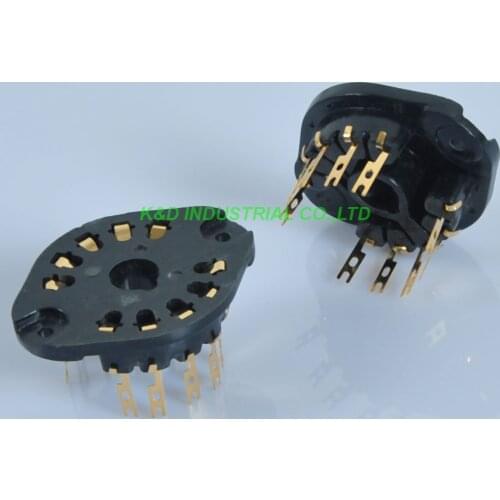 2pcs Gold Plate 10 Pin Tube Socket EL156 EL12 EYY13 EF14 AZ12 EZ150 AZ11 for Tube Amplifier