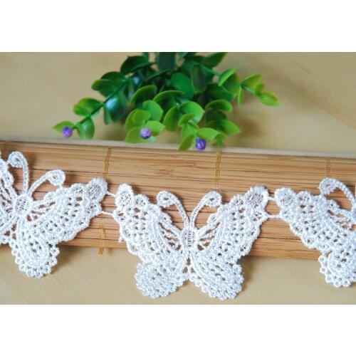 2Yards New Fashion Guipure Butterfly Pattern Applique White Lace Trim Sewing DIY Crochet Embroidered Craft Net Trim Ribbon