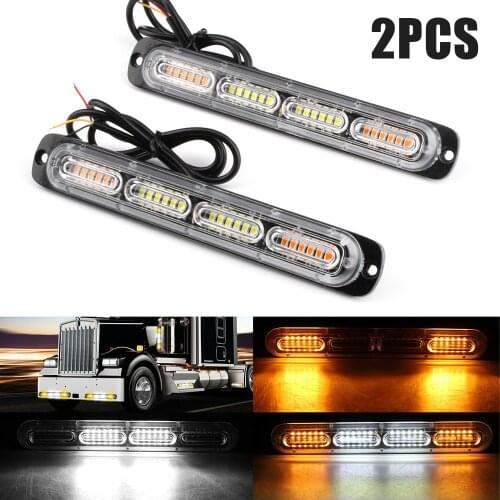 2021 2PCS Amber /White 24LED Car Truck Emergency Warning Hazard Flash Strobe Light Bar Good LED Lights