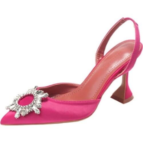 2021 Brand women Pumps luxury Crystal Slingback High heels Summer bride Shoes Comfortable triangle Heeled Party Wedding Shoes 42