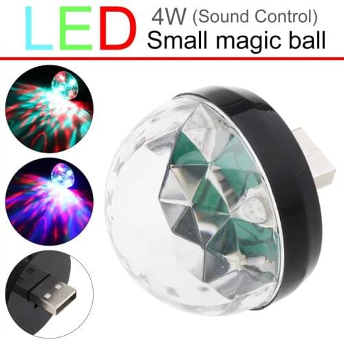 4W Mini USB LED Light Black Crystal Magic Ball RGB Colorful Stage Light Decoration Lamp for Home / KTV / Car / Stage