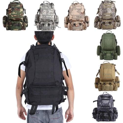 50L Mens Outdoor Tactical Military Backpack Multifunction Sports Molle Double Shoulder Bag Water Resistant Waterproof Rucksack