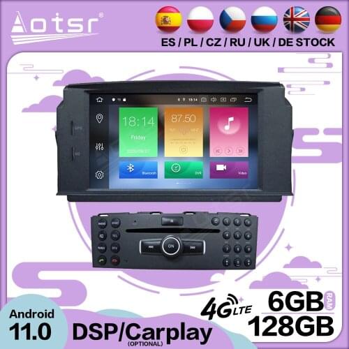 6+128G Carplay Android 11 For MERCEDES BENZ C Class C180 C200 C230 W204 GPS Video Player Radio Receiver Audio Stereo Head Unit