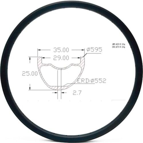 650B carbon mtb disc rims Asymmetry AM 35x25mm tubeless 27.5er Mountain bike bicycle clincher Mountain Bike wheel ERD 552mm