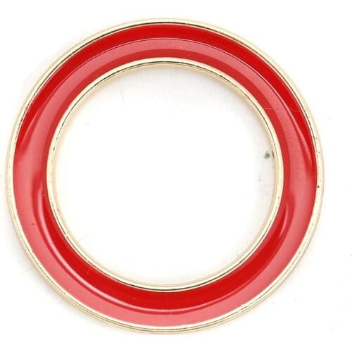 8Seasons Zinc Based Alloy Connectors Circle Ring Gold Red Ginger Gray Colorful Enamel Jewelry DIY Charms 4cm Dia, 5 PCs