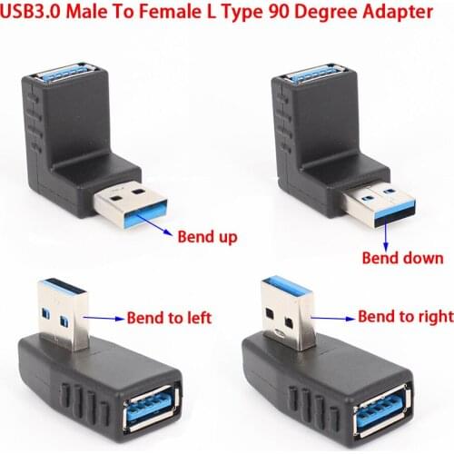 90 Degree Left Right Angled USB 3.0 A Male To Female Adapter Connector For Laptop PC Right angle extension Adapter over plug