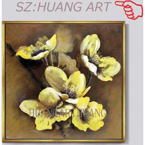Three White Flowers Abstract Oil Painting Modern Hand-painted Wall Art Living Room Picture Home Decoration Painting No Framed