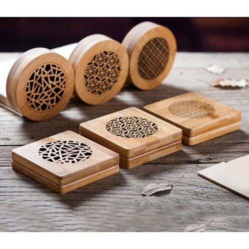 Retro Bamboo Incense Box Hollow Carved Desktop Ornament Censer Ash Catcher Mosquito Coil Burning Box Incense Burners Home Decor