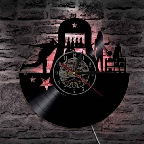Bowling Vintage Wall Clock Bowling Sports Wall Art Vinyl Record Clock Bowling Club Bar Pub Cafe Home Decor Bowling Lovers Gift