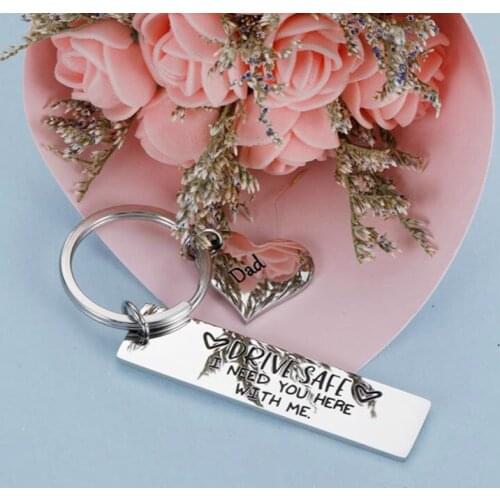 Stainless Steel Key Chains Keyrings Gift Drive Safe I Need You Here with Me Keychains Couples Boyfriend
