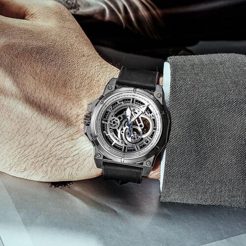 JINLERY Automatic Watch Men Hollow Sports Tourbillon Watch Brand Mens Fashion Wristwatch 2021 New Clock Male elogio masculino