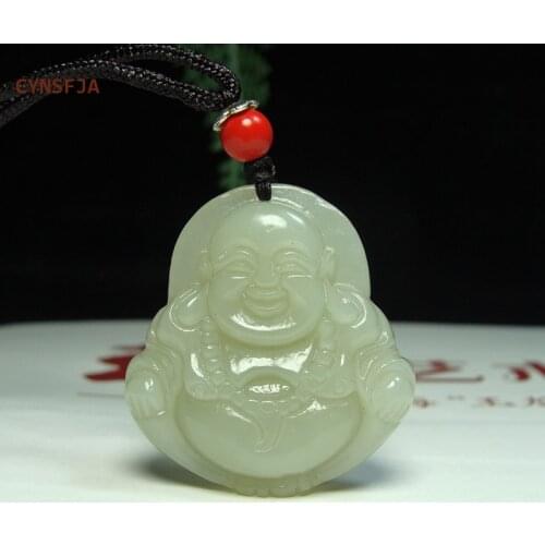 CYNSFJA Real Certified Natural Hetian Jade Nephrite Charm Amulets Buddha Jade Pendant High Quality Hand Carved Wonderful Gifts