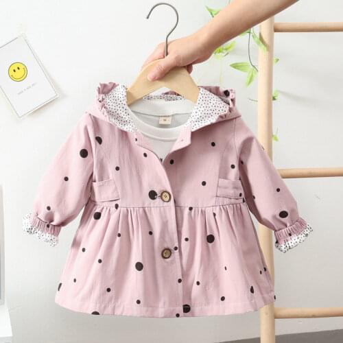 Spring Sweet Kids Clothes Windbreaker Trench Coat Cotton Children Hooded Outerwear Autumn For Baby Girls Coats Hooded jacket