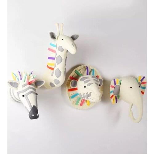 Felt Animal Head For Kids Room Decoration Nursery Wall Decor Fox Elephant Swan Handmade Animal Head Baby Boy Nursery Decoration