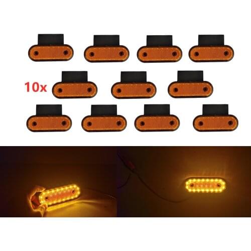 10Pcs 20LED 24v Amber Side Marker clearance lights with brackets for Truck Trailer bus car caravan van 12v vehicle lights