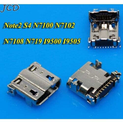 JCD 10pcs For Samsung Galaxy S4 Note 2 N7100 N7102 N7105 i9500 i9502 i9505 i9508 Micro USB Plug Charging Port Connector Socket