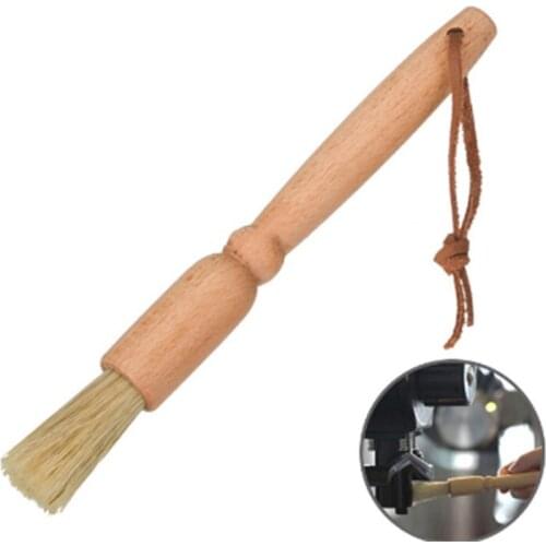 Coffee Brush Coffee Grinder Machine Cleaning Brush Wood Handle Natural Bristles Wood Dusting Brush 1pc