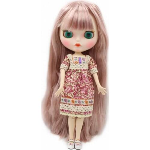 ICY DBS Blyth Doll 1/6 BJD nude joint body white skin pink mixed color long straight hair and matte face BL60228800