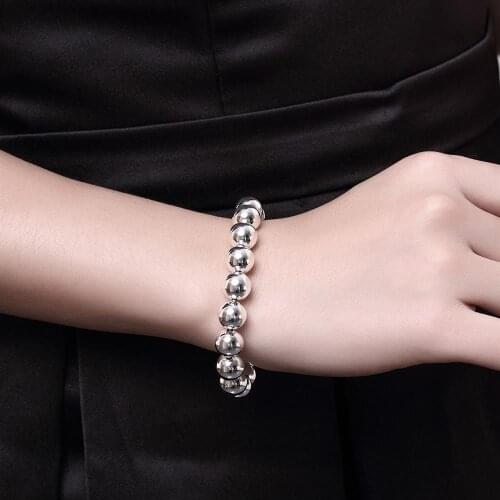 Hot new 925 sterling silver 10mm beads chain Bracelets for woman men Retro classic Wedding party Christmas Gifts fashion Jewelry