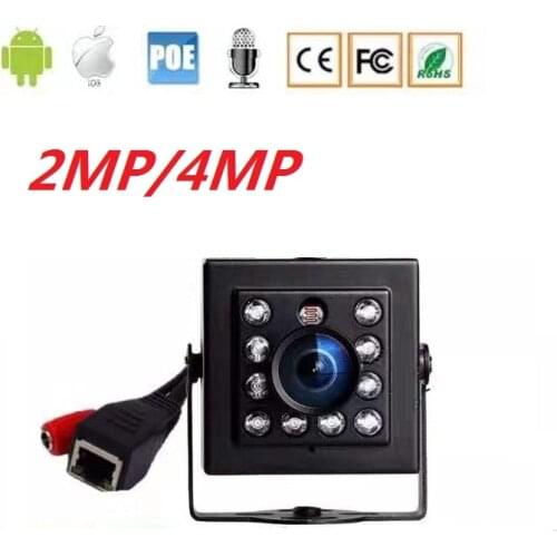 1080P 2MP/4MP POE built-in Microphone Optional mini Video security camera 940mm 8 IR Leds Night Vision Onvif indoor camera