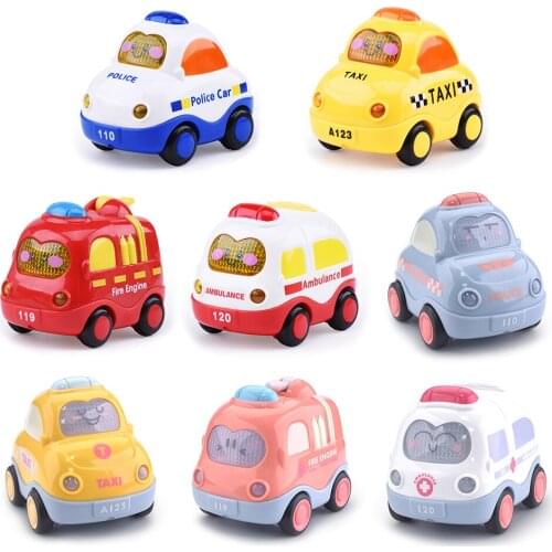 Mini Cartoon Car Toy Plastic Pull Back Cars Model Mobile Vehicle Fire Truck Taxi Boys Girls Toys Educational for Children Gift