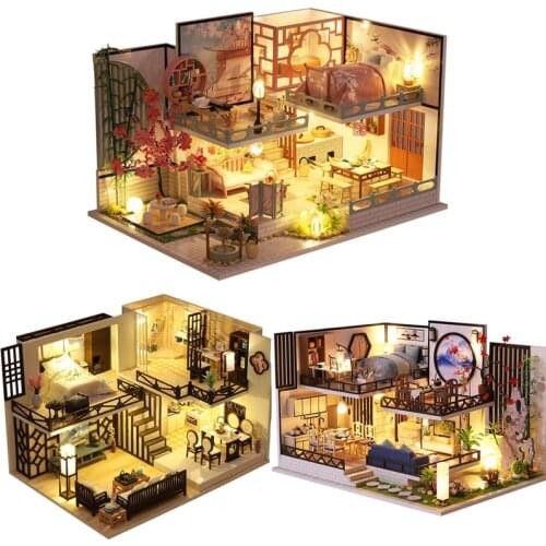 DIY Miniature Doll House Kit Handmade Chinese Style Garden Building Assembly Production Model Creative Christmas Birthday Gifts