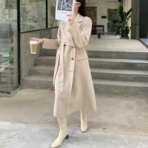 YOLANFAIRY Fashion Long Wool Coat Winter Autumn Cashmere Jacket Women Korean Coats for Women Clothing Abrigos Para Mujer 2020