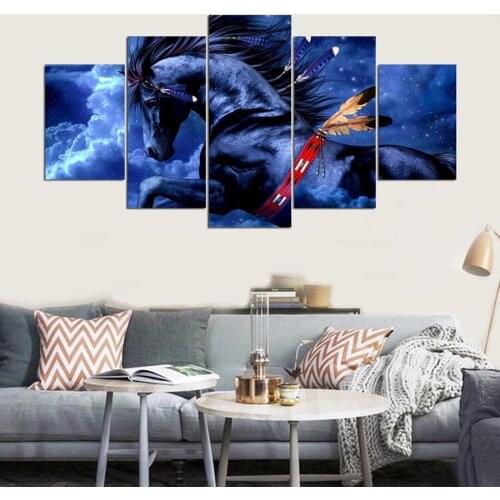 5 Pieces HD Canvas Painting Print Landscape Animal Horse Modular For Modern Decorative Bedroom Living Room Home Wall Art Decor