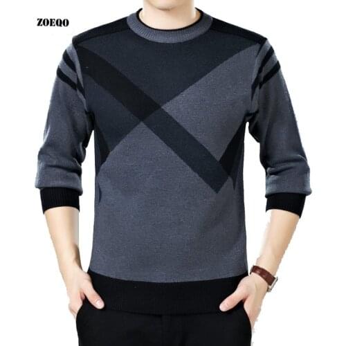 ZOEQO men sweater winter round neck knitted sweaters male casual autumn Cashmere pullovers mens Thick warm jumper plus size
