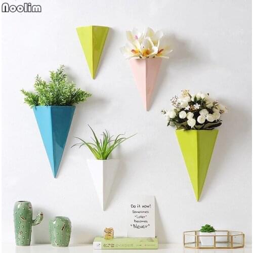 NOOLIM Nordic Ceramic Restaurant Wall Decoration Wall Hanging Vase Creative Room Wall Plant Flower Pot Home Wall Decoration Vase