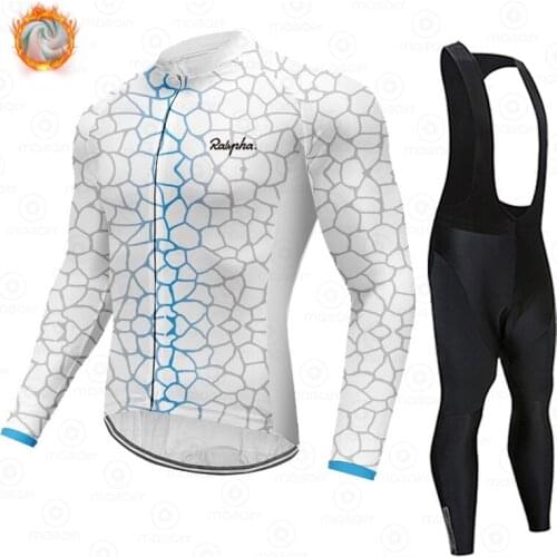 New Ralvpha Winter Thermal Fleece Set Cycling Clothes Mens Jersey Suit Sport Riding Bike MTB Clothing Bib Pants Warm Sets Ropa