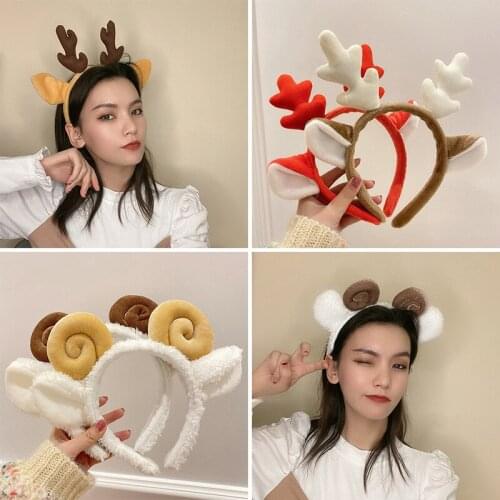 Plush Antlers Cosplay Headbands Hairband Hair Decoration Christmas Fluff Halloween Cat Ears Hair Accessories Headwear Wholesale