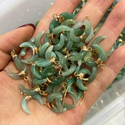 2pc Natural Stone Pendants Moon Shape Reiki Heal Lapis lazuli Amazonite for Jewelry Making DIY Necklace Earrings Gift for Women