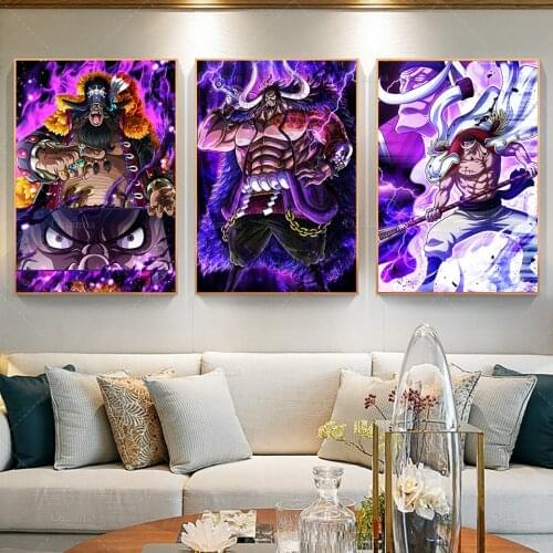 Modern Anime Poster One Piece Whitebeard,Blackbeard,Kaido Art Poster Print Pictures Wall Canvas Painting Kid Bedroom Living Room