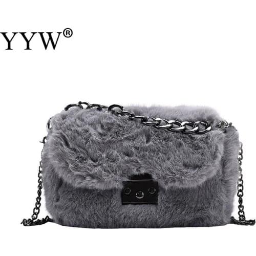 2020 Winter Fashion New Ladies Square bag High quality Soft Plush Womens Designer Handbag Rivet Chain Shoulder Messenger bags