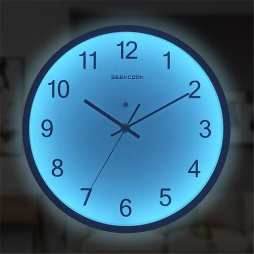 12inch Art Wall Clock Luminous Hanging Clocks Quiet Dark Glowing Wall Clocks Modern Watches Decoration For Living Room LED Watch