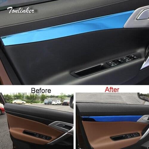 Tonlinker Cover stickers For Geely Atlas 2016-18 Car Styling 4 PCS Stainless steel under door Windows decoration covers sticker
