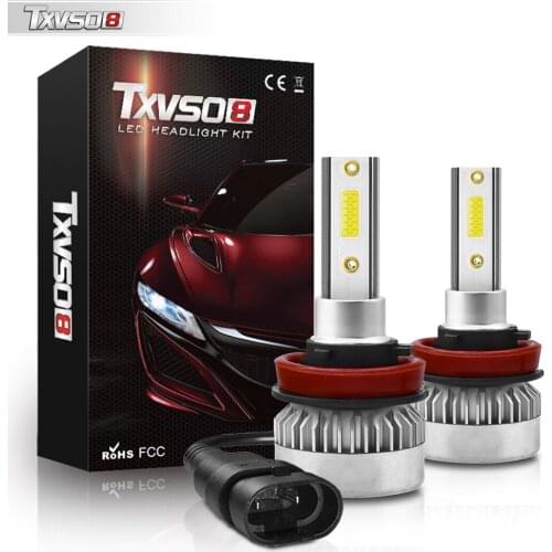 TXVSO8 Mini H8 LED Lights COB Chips Car Headlight Bulbs 20000LM 6000K Super Bright 12V 110W Error Free Automobiles Lamps