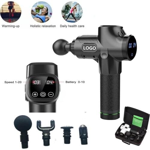 High quality Muscle Massage Gun Touch Screen Button Deep Tissue Massager Therapy Gun Exercising Muscle Pain Relief Relax Body